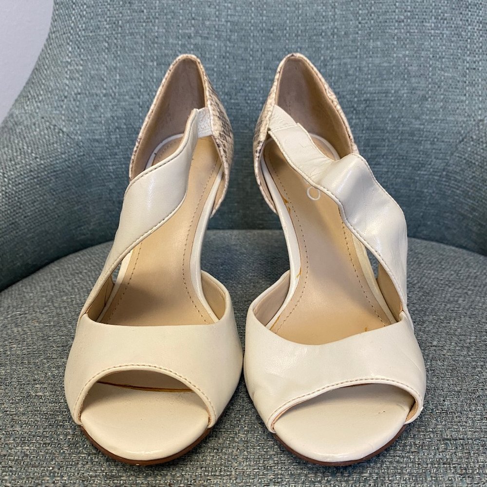Cream and Snake Print Aldo Heel